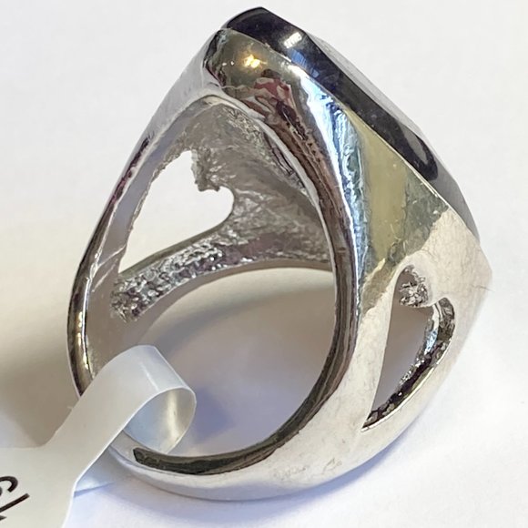 Vintage Purple Amethyst Cocktail Ring Heart Chunky Raw Stone Silver Sz 6 8 9 10 - Picture 5 of 9